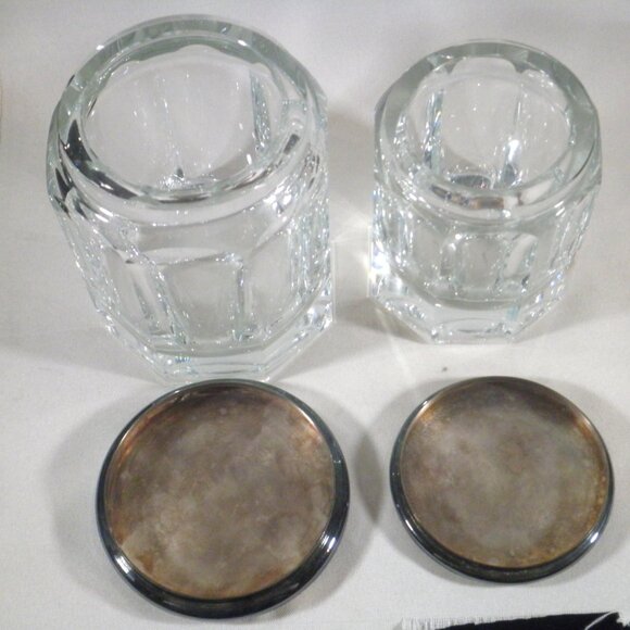 Vintage De Martus Octagonal Crystal Vanity Jars - Set of 2 - Picture 2 of 7
